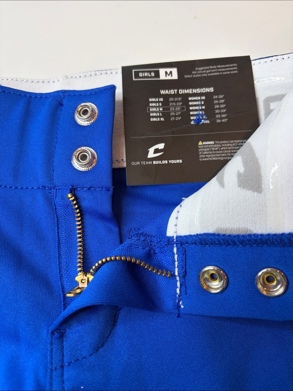 Champro Girls Tournament Traditional Softball Pant - BP11 Blue Girls Medium NWT - Picture 9 of 11